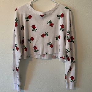 Cropped Sweater with Flower design